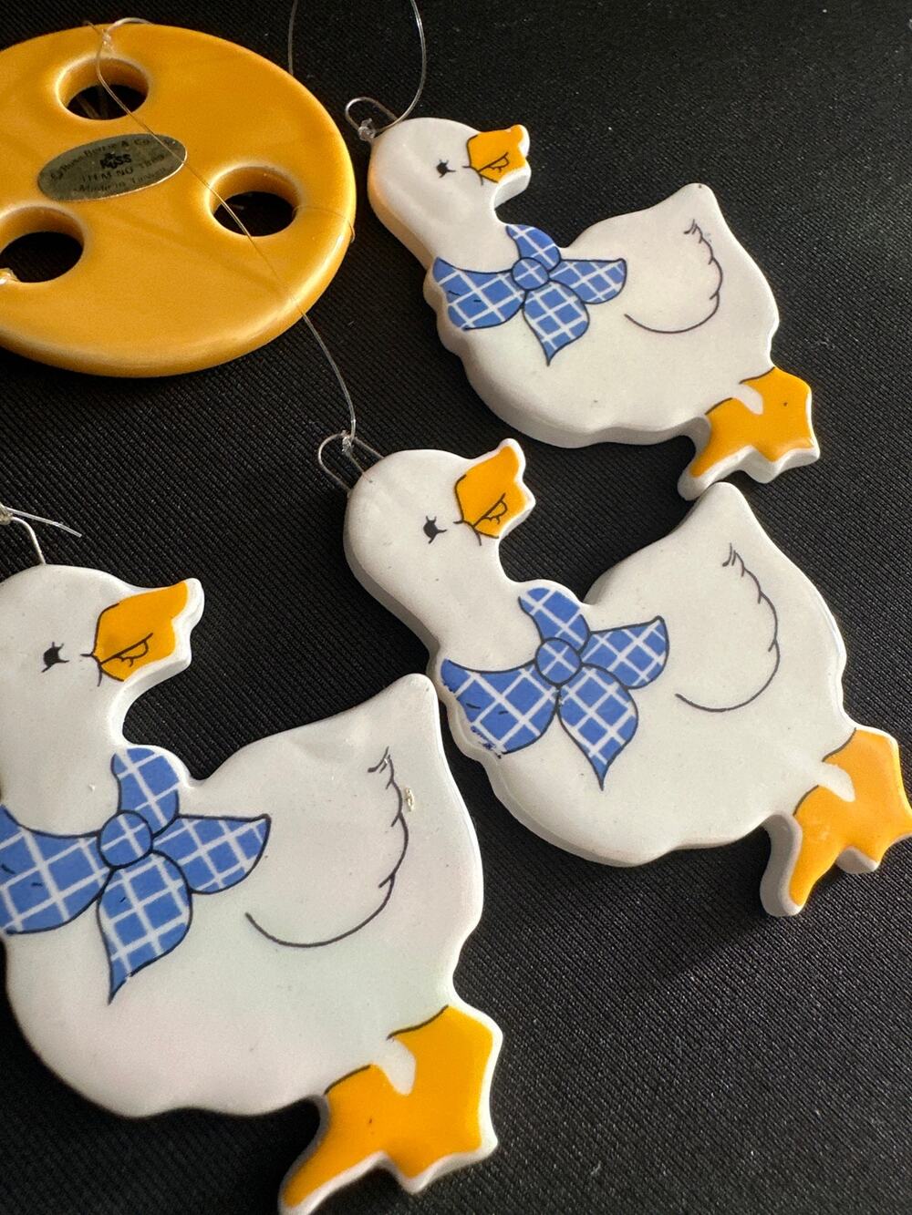 Vintage Mini 1980s Cottagecore Ceramic Goose Country Geese Duck Wind Chime